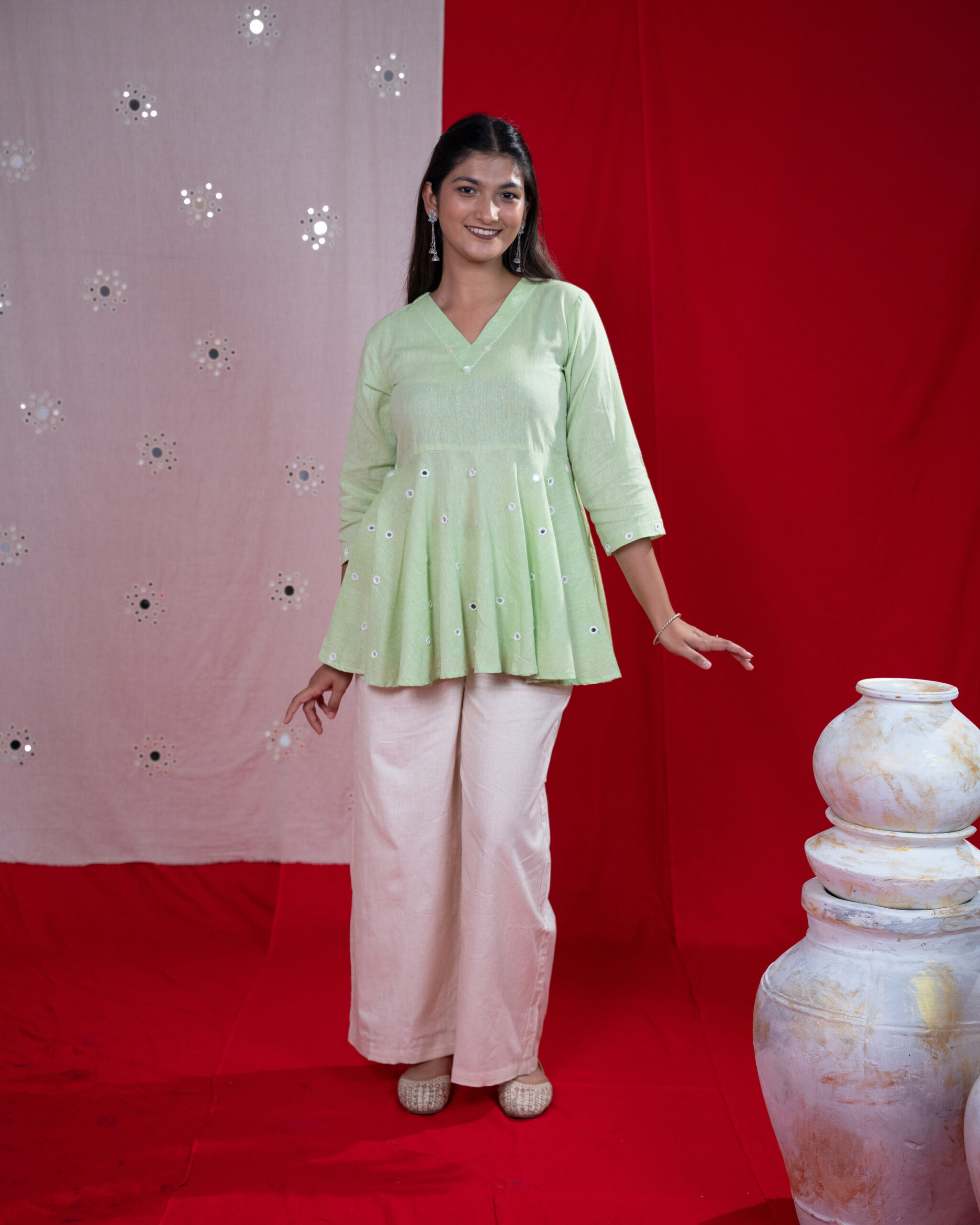 Ligth Pista-Green Peplum Top